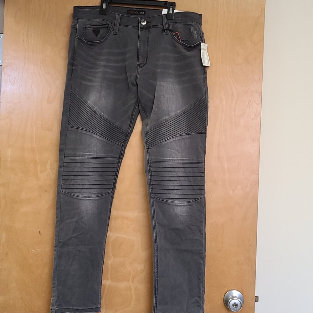 NWT Guess Tech Moto Skinny Jean Scotch Fit Grey